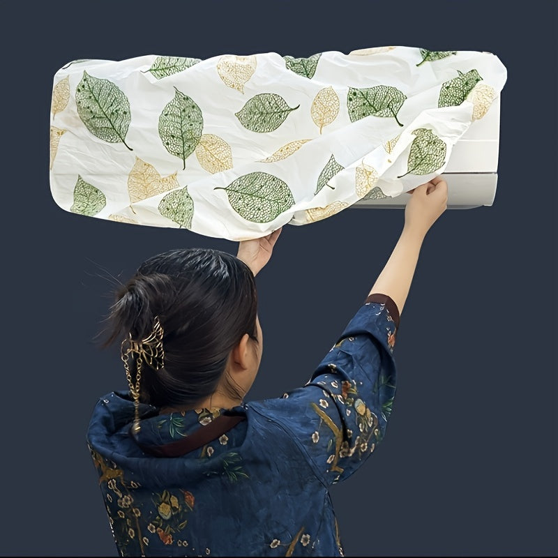 Set of 2 Leaf Pattern Plastic AC Dust Covers Wall-Mounted Indoor Protection