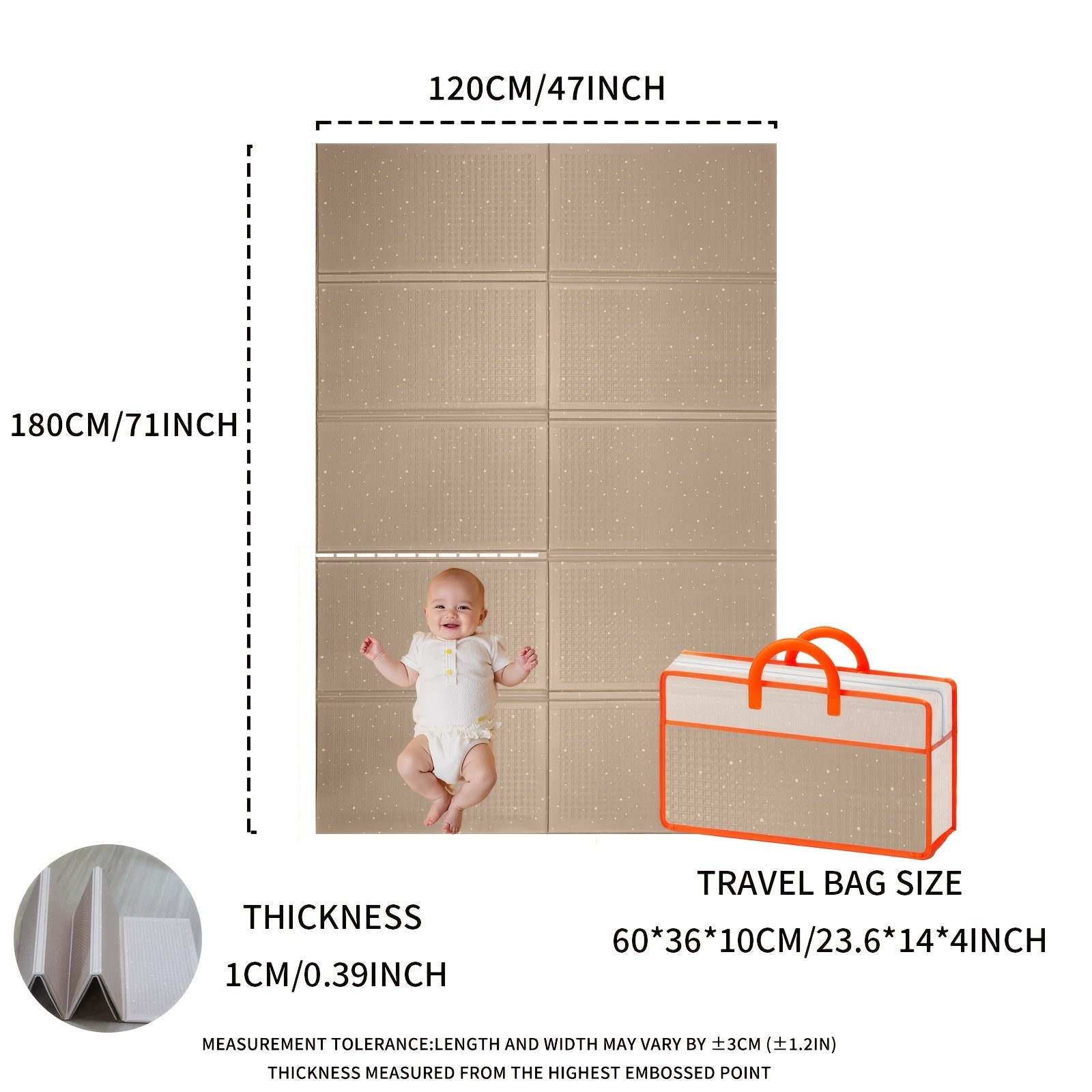 Складной игровой коврик для ползания и ходьбы, нетоксичный, водонепроницаемый, без BPA, противоскользящий, сверхдлинный