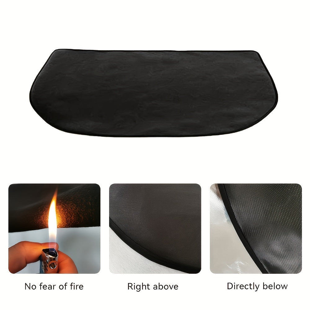 Fireplace Mat Heat-Resistant Double-Layer Glass Fiber Silicone Large Rounded Corner Safety Tool