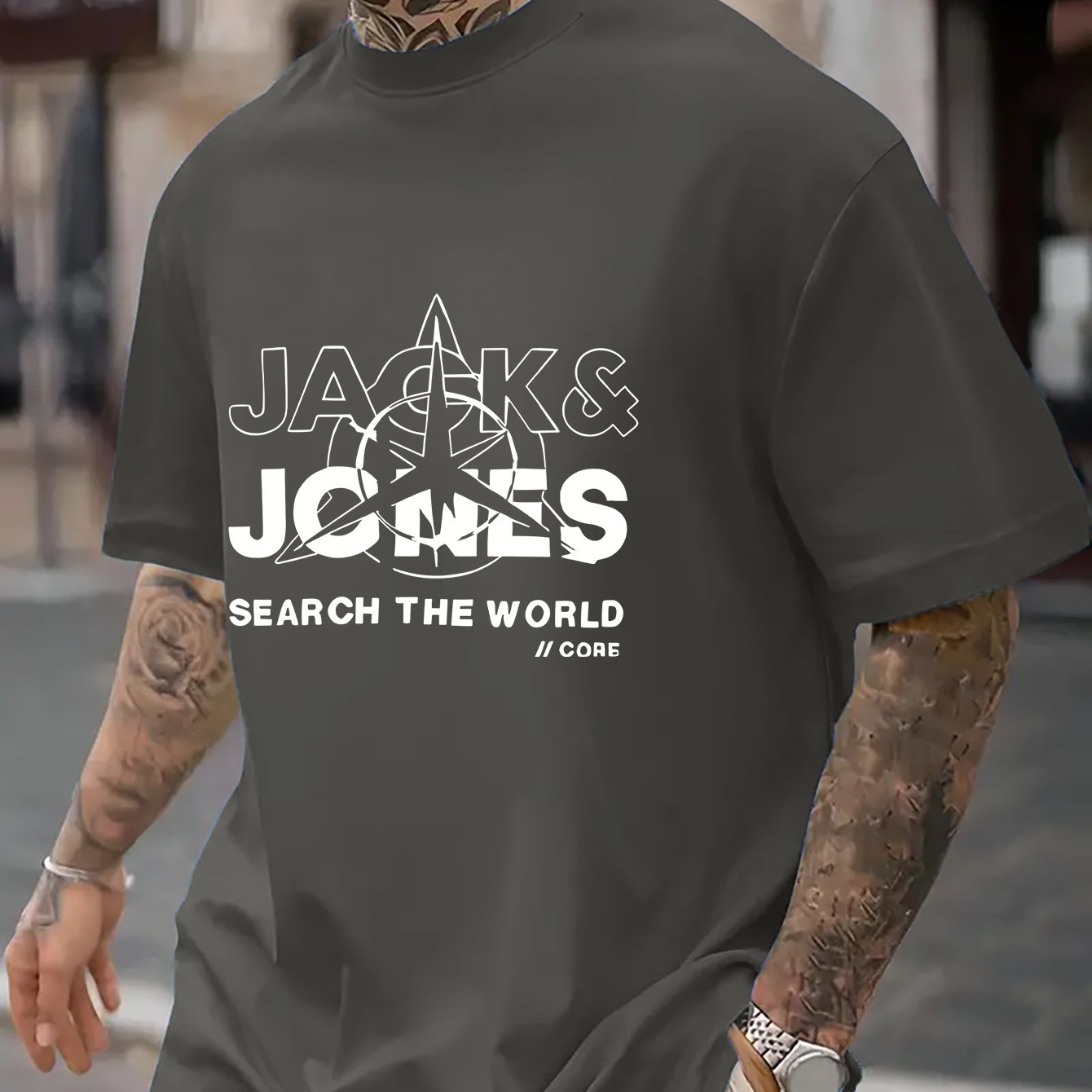 Men's Plus Size Casual Polyester T-Shirt with Graphic Print Short Sleeve Crew Neck