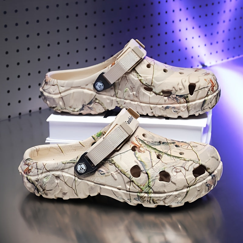 Women's Breathable EVA Summer Sandals Strappy Camouflage Flats Khaki