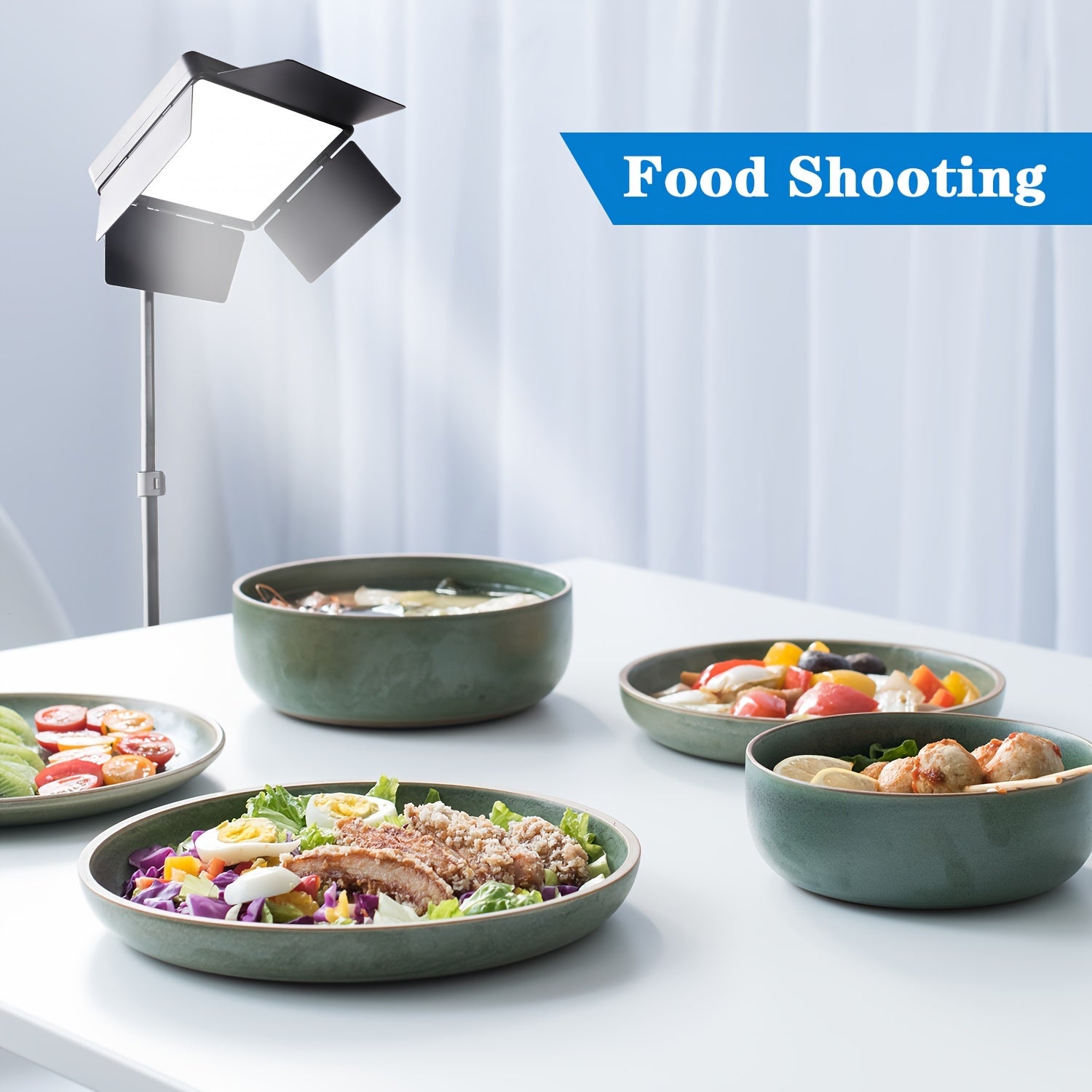 Комплект освещения для фотографии с студийными заливными светильниками, штативом, LED-диффузорами с регулируемой яркостью для видео и фотосъемки