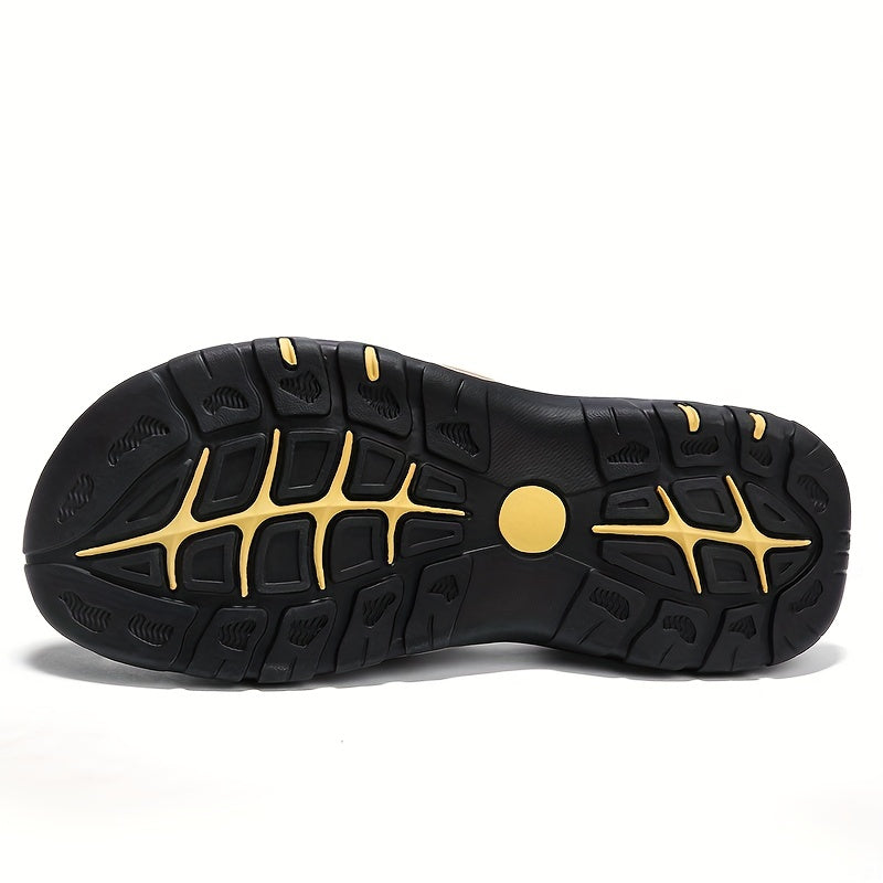 Men's Cowhide Leather Sandals with Thick Rubber Sole Casual Outdoor