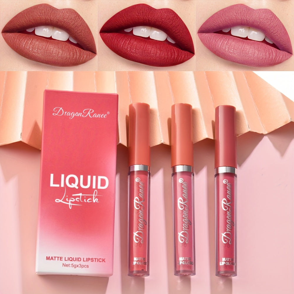 Women's Velvet Matte Lipstick Set 3-Pack Long-Lasting Non-Fading Moisturizing