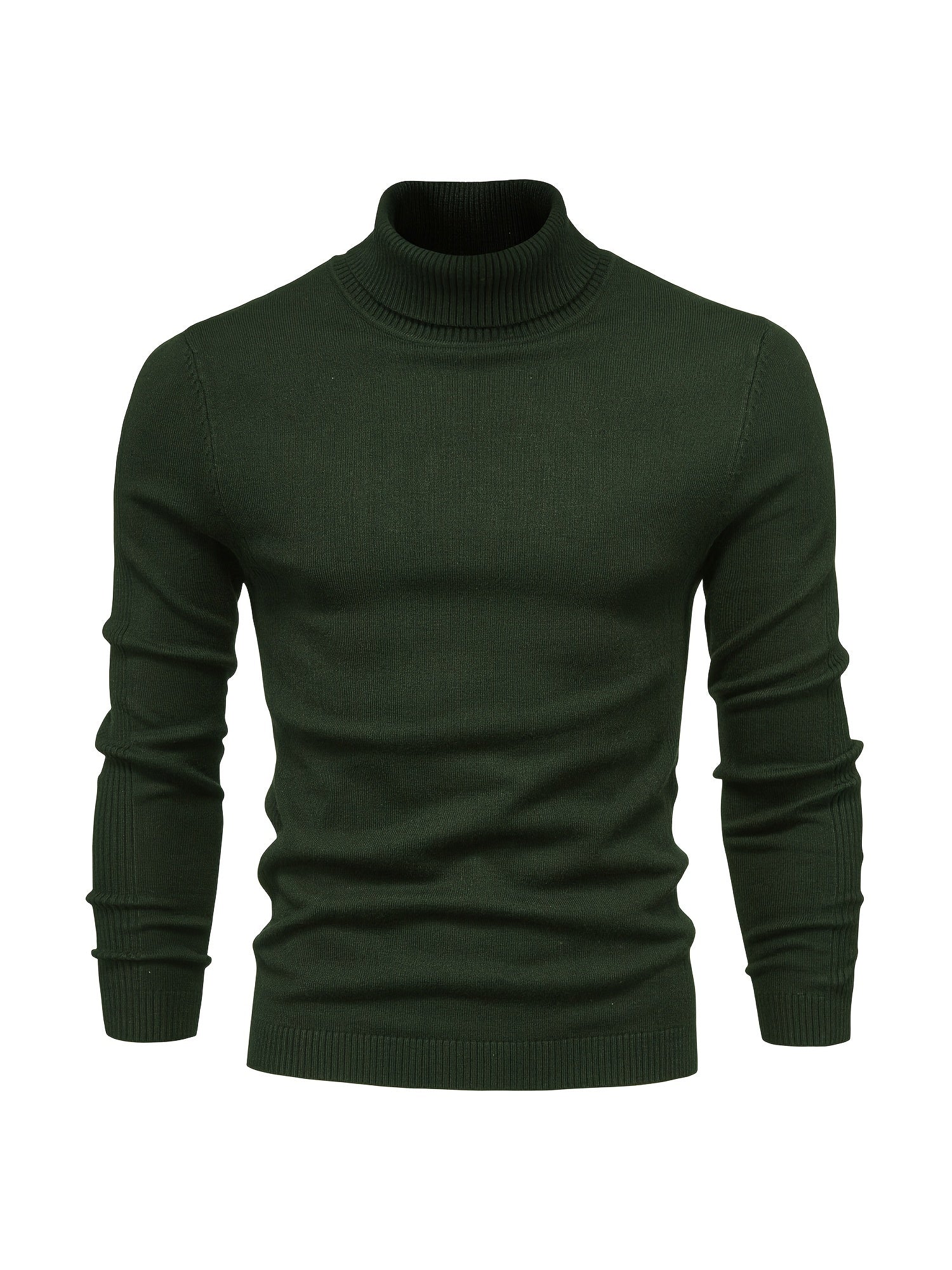 Men's High Stretch Viscose Turtleneck Sweater Solid Color Winter Casual Skinny