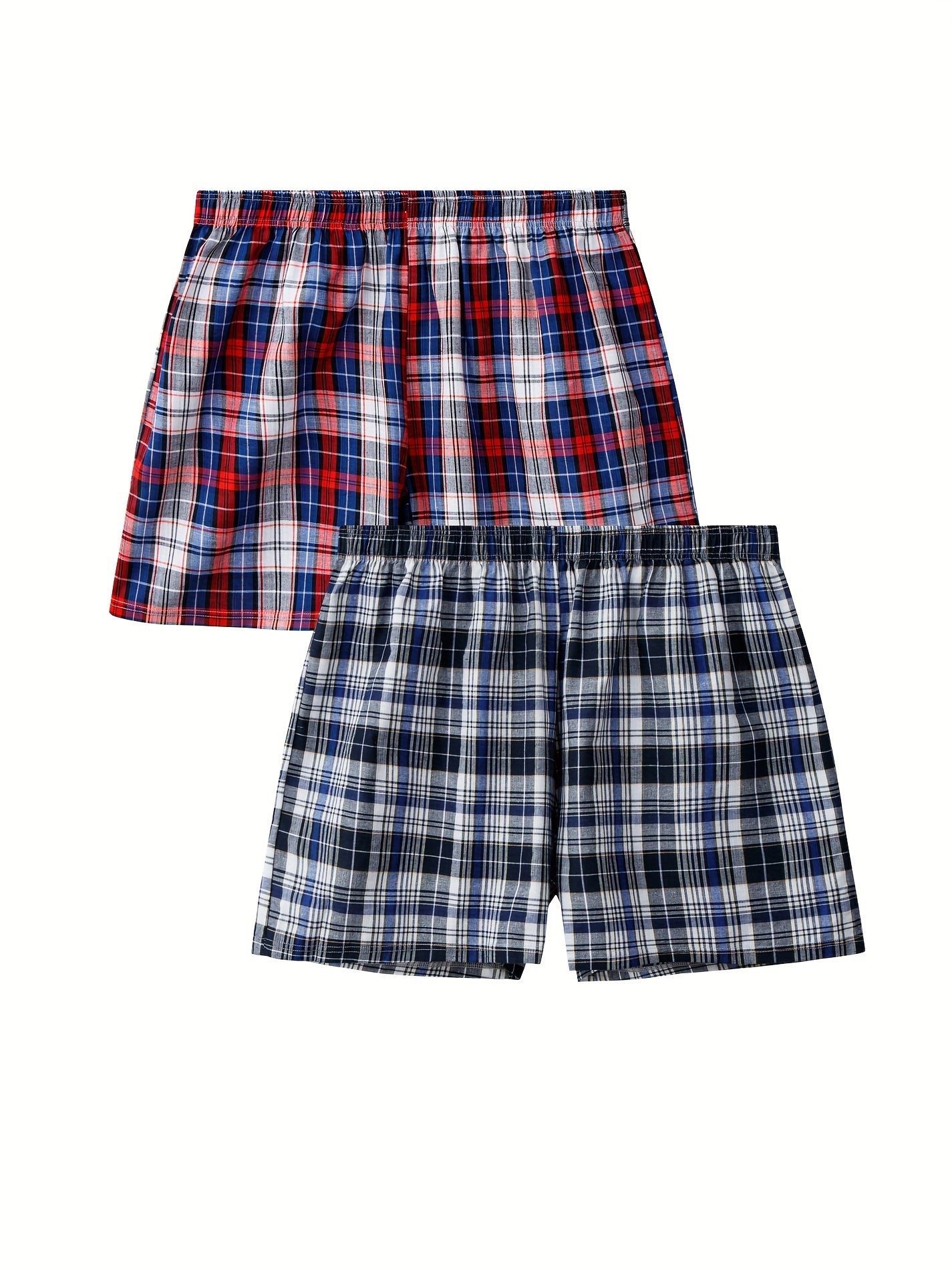 Men's Checkered Cotton Boxer Shorts Loose Fit for Home Leisure