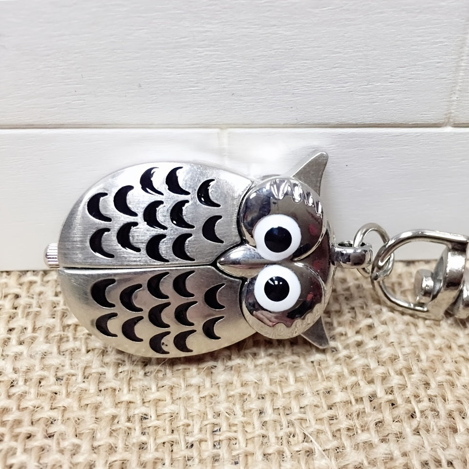 Reloj de bolsillo de dibujos animados Retro Owl para mujeres y estudiantes con movimiento de cuarzo y caja de aleación