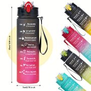 Gradient Color Water Bottle with Straw 800ml 300ml Waterproof Durable PC Red to Black