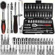 Professional-Grade 46-Piece Socket Wrench Repair Tool Set with Storage Box