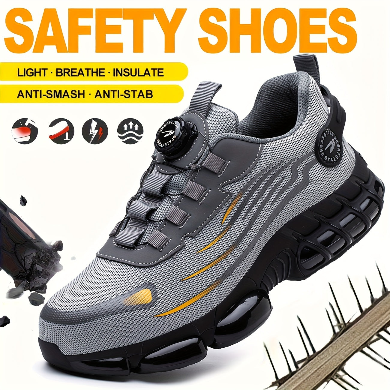 Men's Safety Work Shoes Steel Toe Puncture Protection Breathable Non-Slip Casual Outdoor