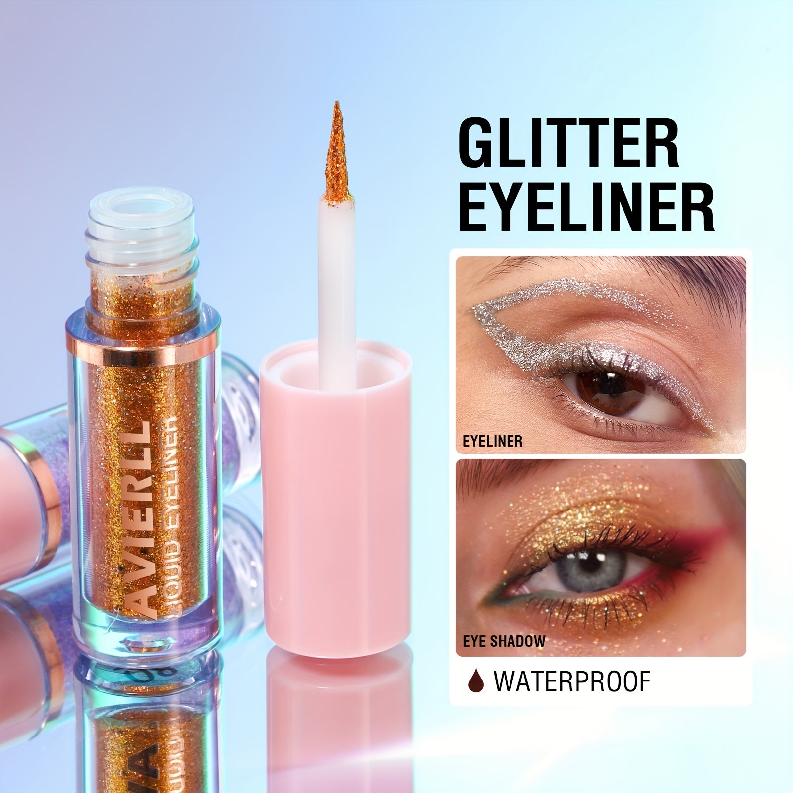 Ayollar uchun Glitter Eyeliner Metallik Suv o'tkazmaydigan Rangli Ko'zoynak Qalam 10 Rangi