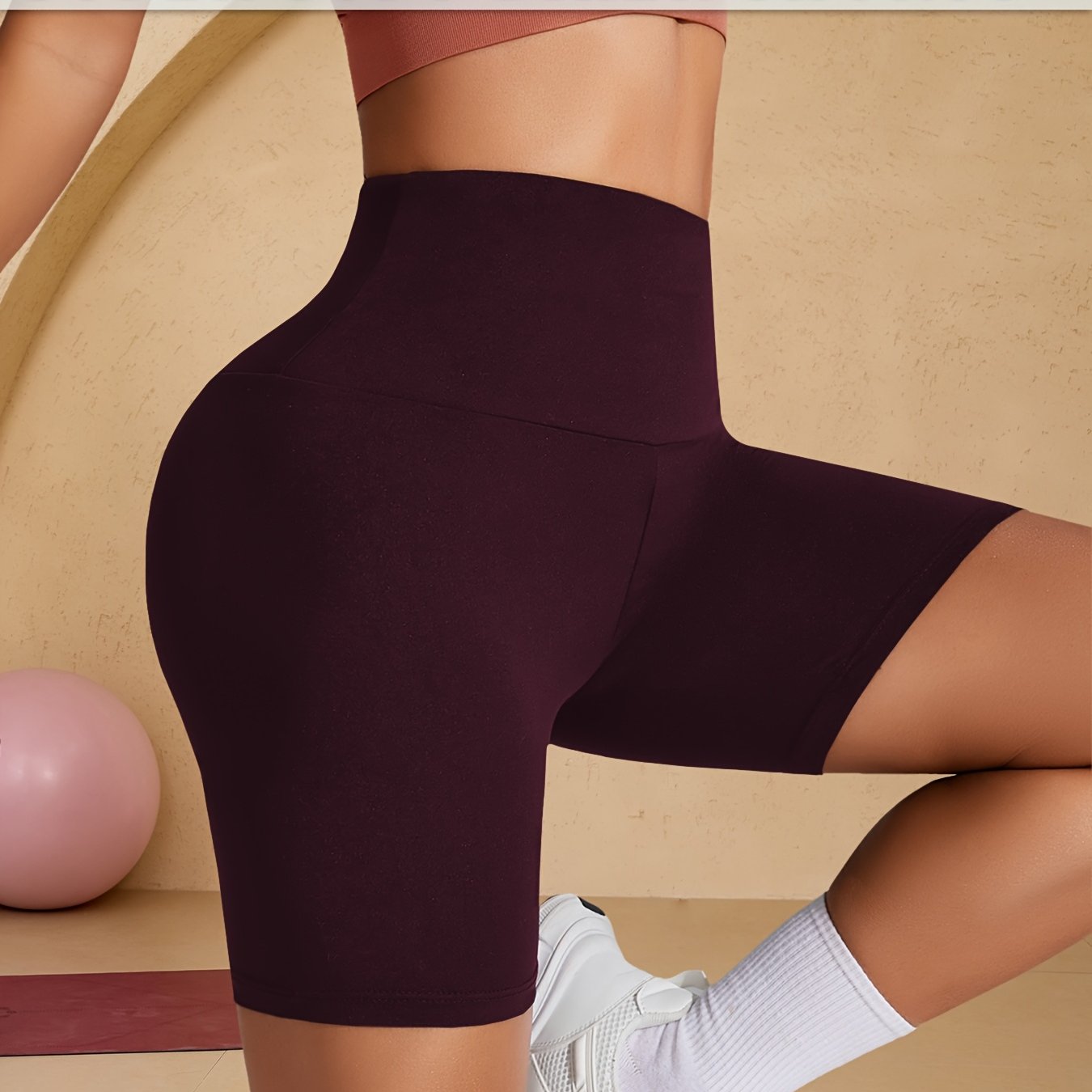 Plus Size Women's High Waisted Biker Shorts Athletic Yoga Running Outdoor