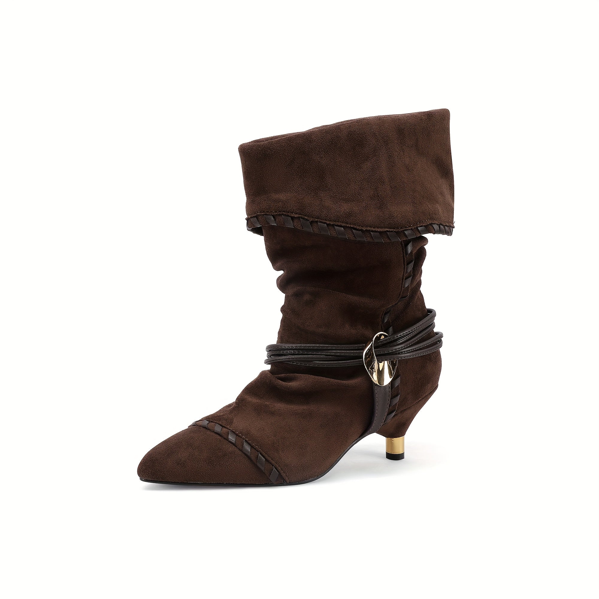 Ayollar uchun o'rta uzunlikdagi qovurg'a botiqlari, qalin to'pi, flanel ustki qismi