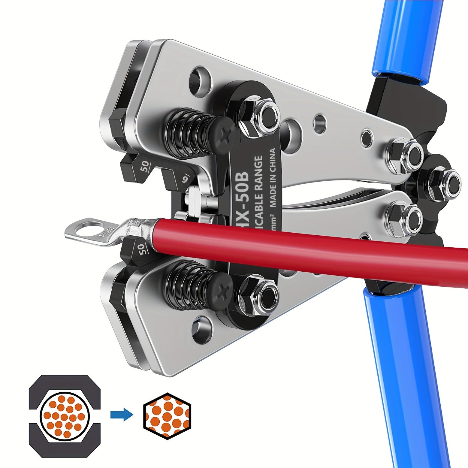 Набор инструментов для обжима кабелей тяжелого типа с сменными губками для соединений медных проводов