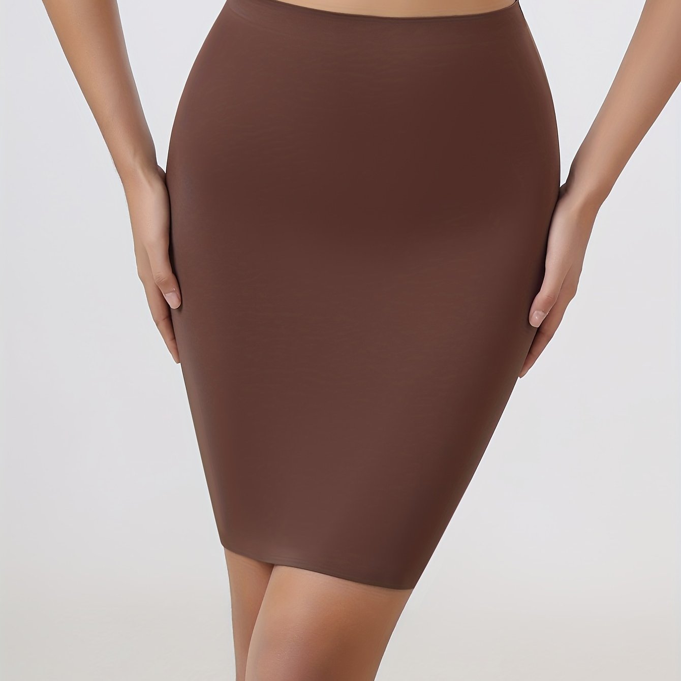 Falda moldeadora de cintura alta de nylon para mujer, sin costuras, control de abdomen