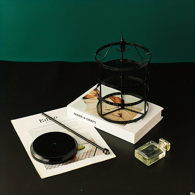 Metal Rotating Earring Holder Organizer with 4 Tiers Jewelry Display Stand