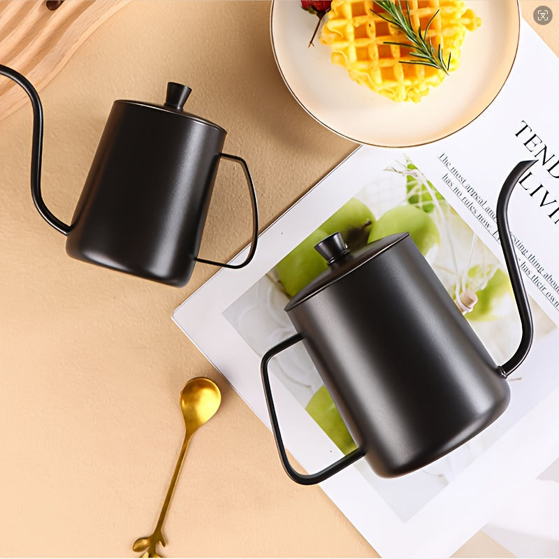 Стильный японский чайник для заваривания кофе из нержавеющей стали с тефлоновым покрытием, небольшой капельный кофейник с крышкой и изогнутым носиком, размер 350-600 мл