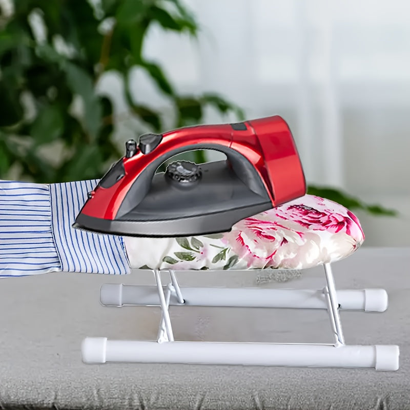 Tabla de planchar floral compacta portátil con soporte para mangas, plegable, resistente al calor, rosa y verde