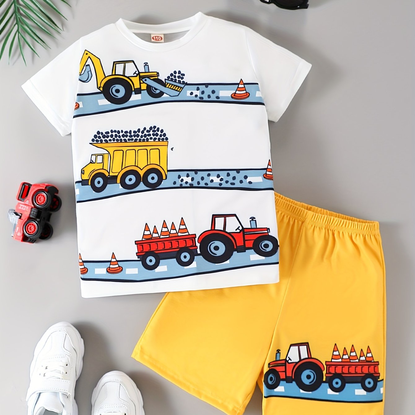 Летний костюм-шорты для мальчиков с геометрическим узором из полиэстера, повседневный, возраст 12 лет и младше