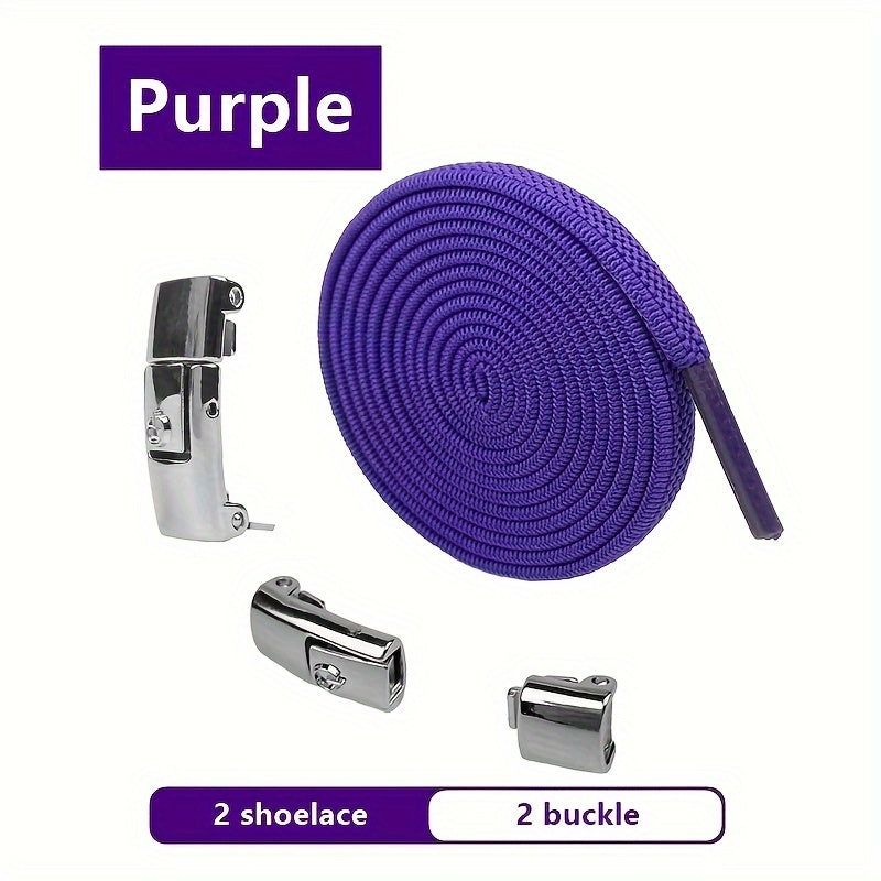 Unisex Elastic No-Tie Shoelaces Lazy Metal Lock Laces for Sports and Casual