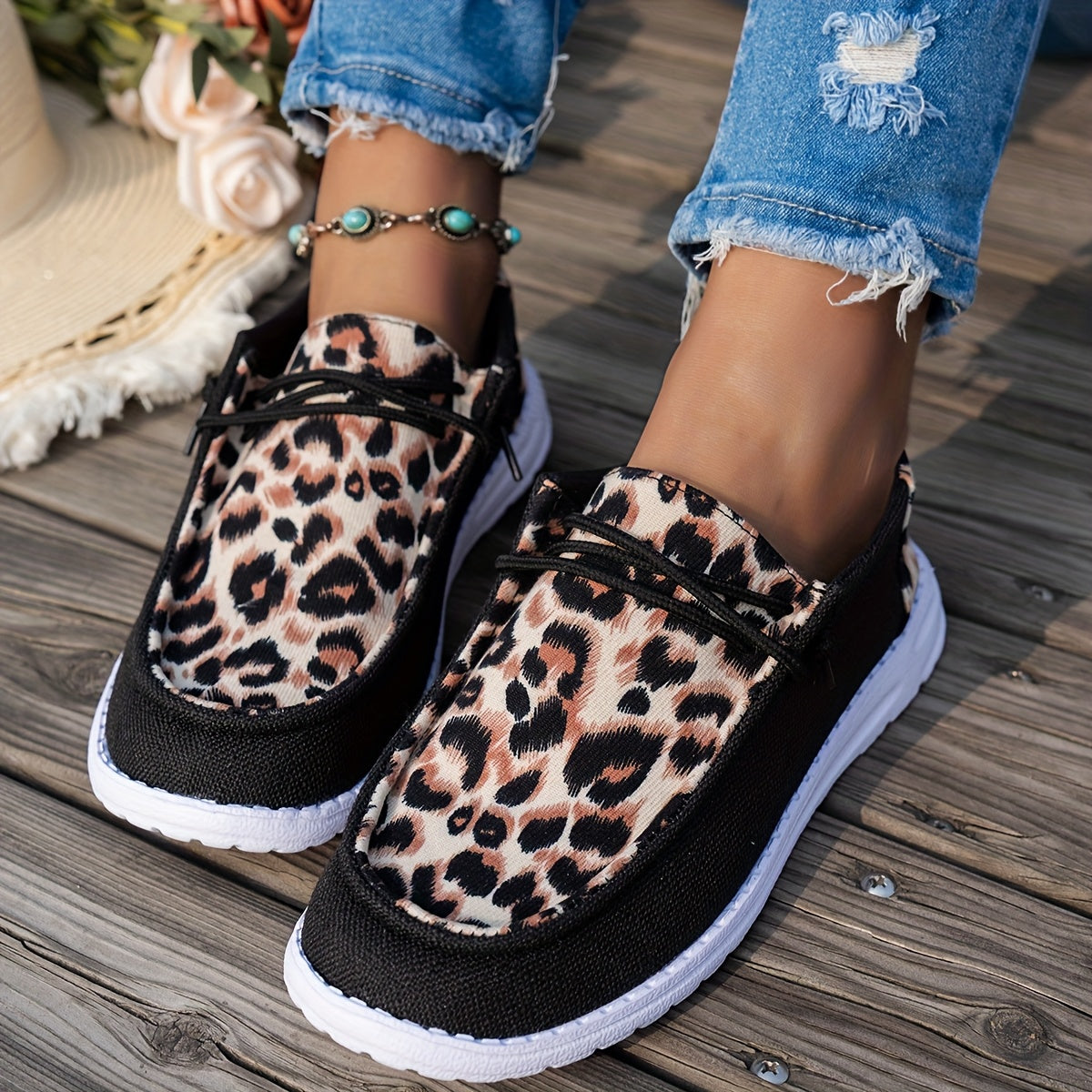 Women's Loafers Casual All-Season Slip-On Flats with Elastic Laces