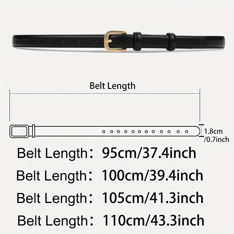 Women's Faux Leather Black Belt with Pin Buckle for Jeans Casual Stylish Waistband