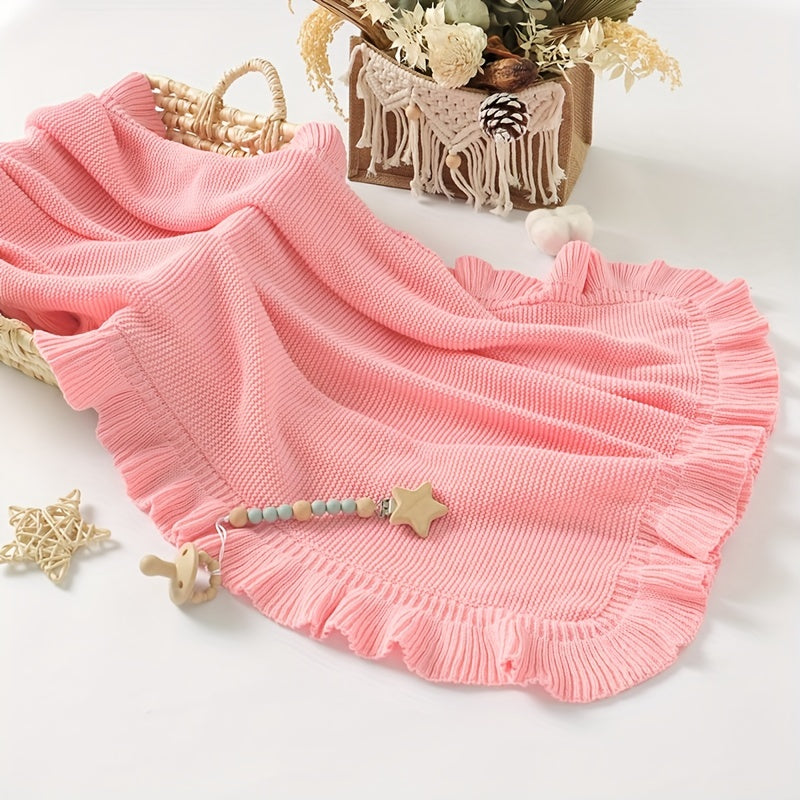 Infant Stroller Blanket Quilt with Lotus Leaf Edge for Toddlers