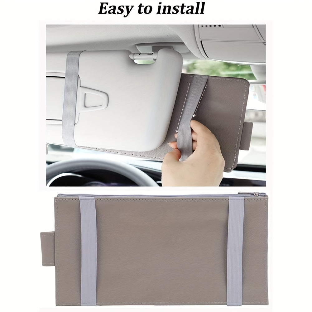 Car Sun Visor Organizer with Zipper Storage Bag Multi-Purpose Car Accessory