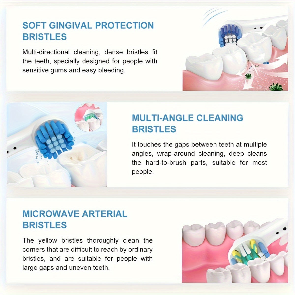 Juego de cabezales de cepillo de dientes de repuesto para cepillos de dientes eléctricos 4 12 16 20