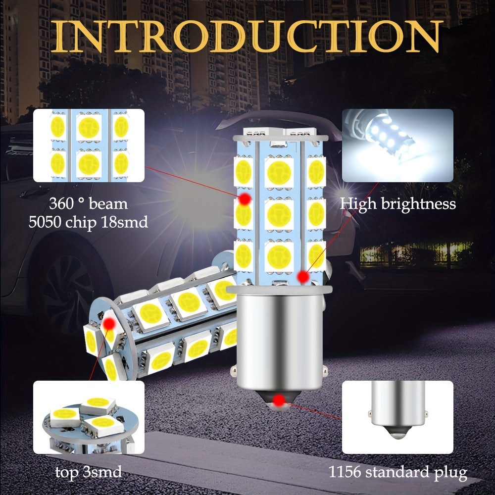 2 dona oq LED avtomobil faralari 1156 BA15S 18SMD 5050 o‘rniga