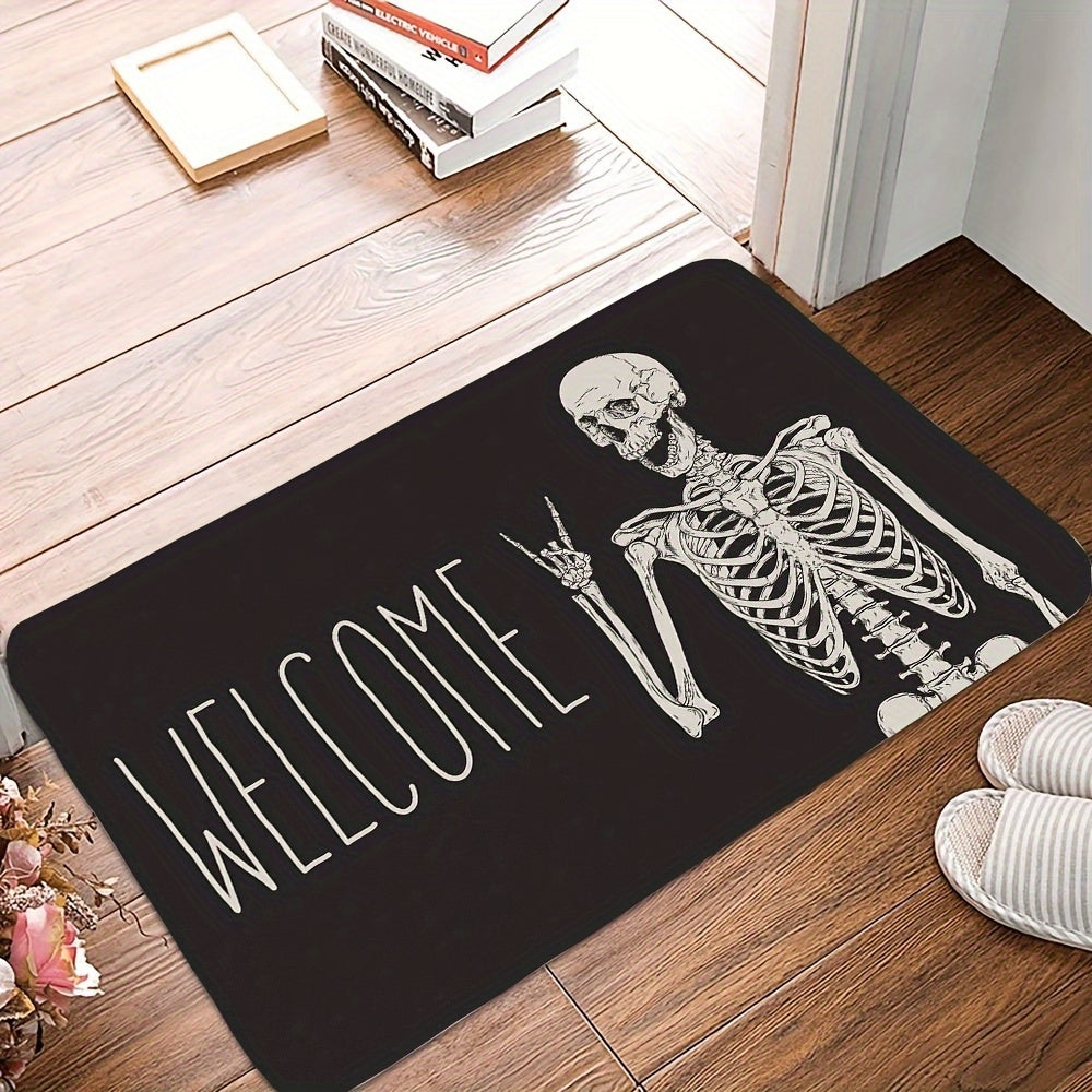 Hallowe'en Skulldoormat ichki va tashqi foydalanish uchun, sirpanmaydigan, dog'ga chidamli, past to'plamli