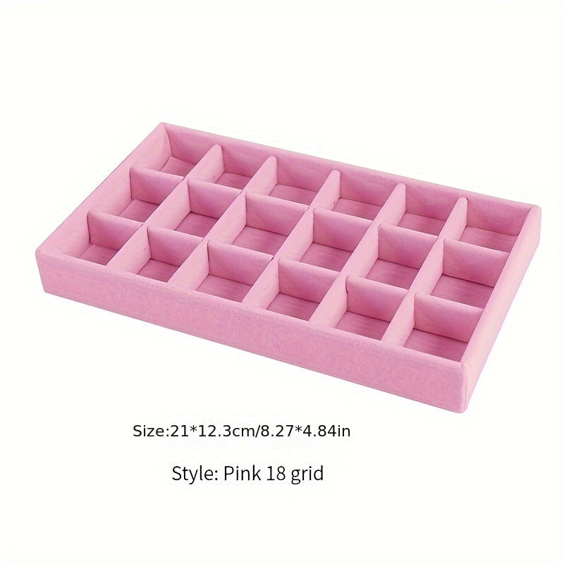 Flannel Jewelry Organizer Tray with Stackable Drawer Dividers for Earrings Necklaces and Bracelets