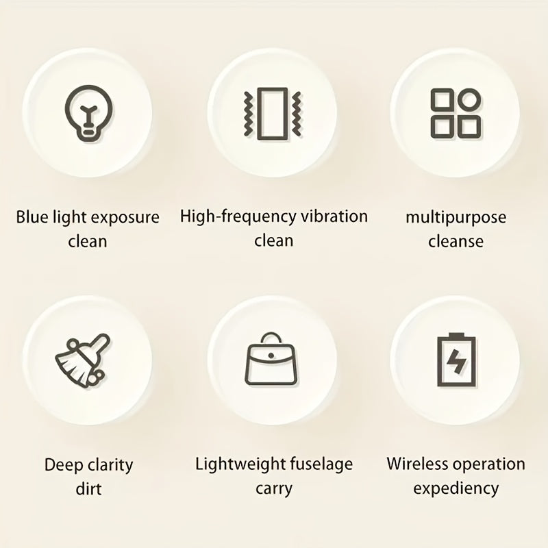 Limpiador portátil recargable por USB para gafas y reloj con luz azul y vibración