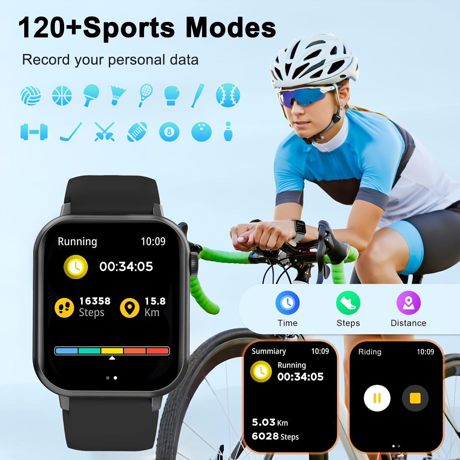 Smartwatch 1.83 Inch Full Touchscreen Wireless Calling Fitness Tracker with Pedometer Calories 100+ Exercise Modes Compatible with Android and iPhone