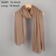 Women's Solid Color Frayed Edge Casual Hijab Scarf Crinkle Turban Headwrap