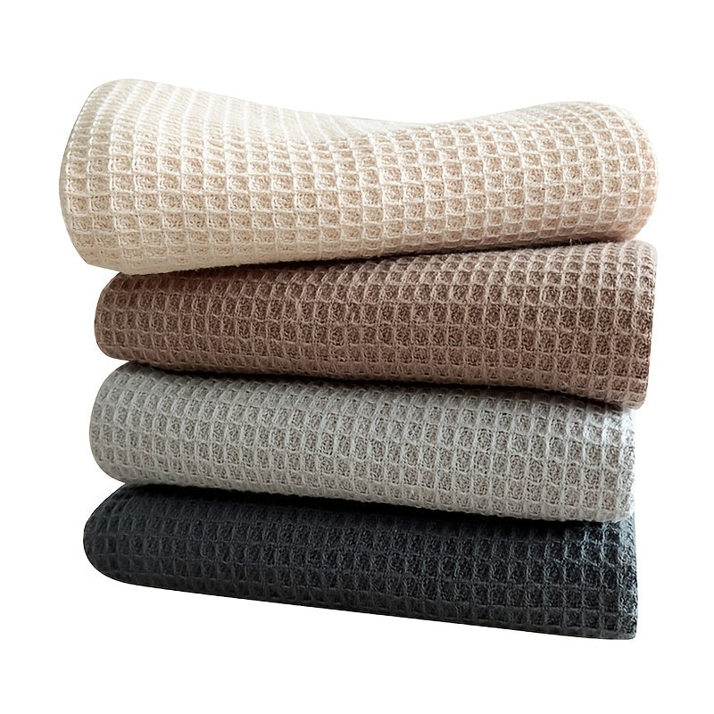 Set of 4 Thickened Waffle Weave Cotton Dish Towels for Kitchen Cleaning in Mixed Colors