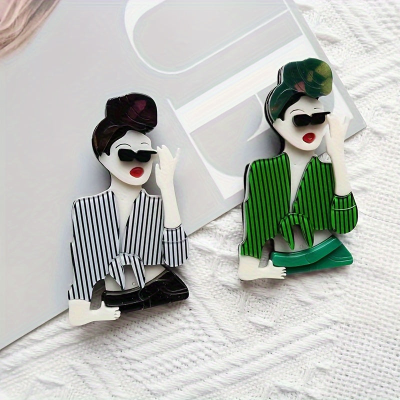 Women's Acrylic Brooches Stylish Jewelry Simple Design Elegant Accessory