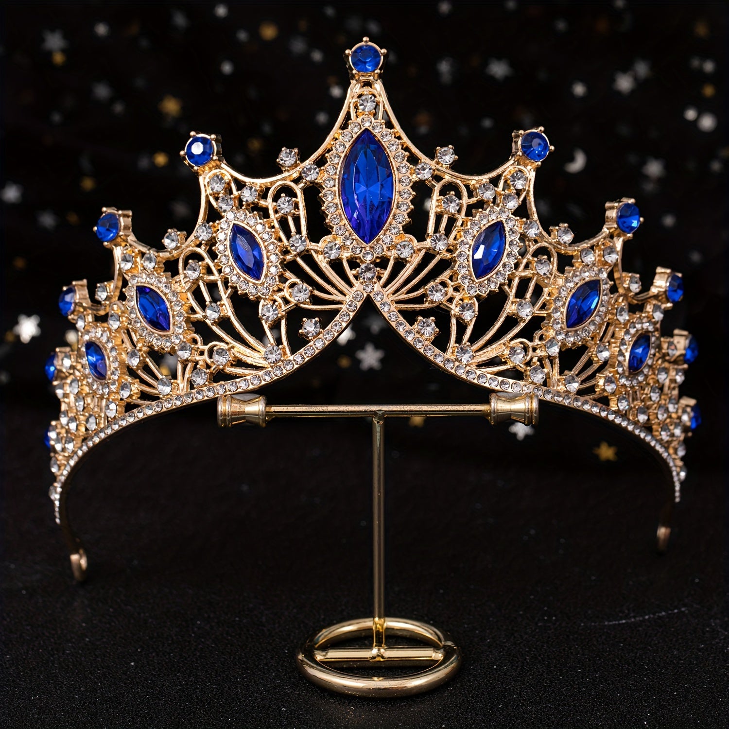 Golden Baroque Queen Crown and Tiara Set for Women Girls Crystal Rhinestones Mermaid Design