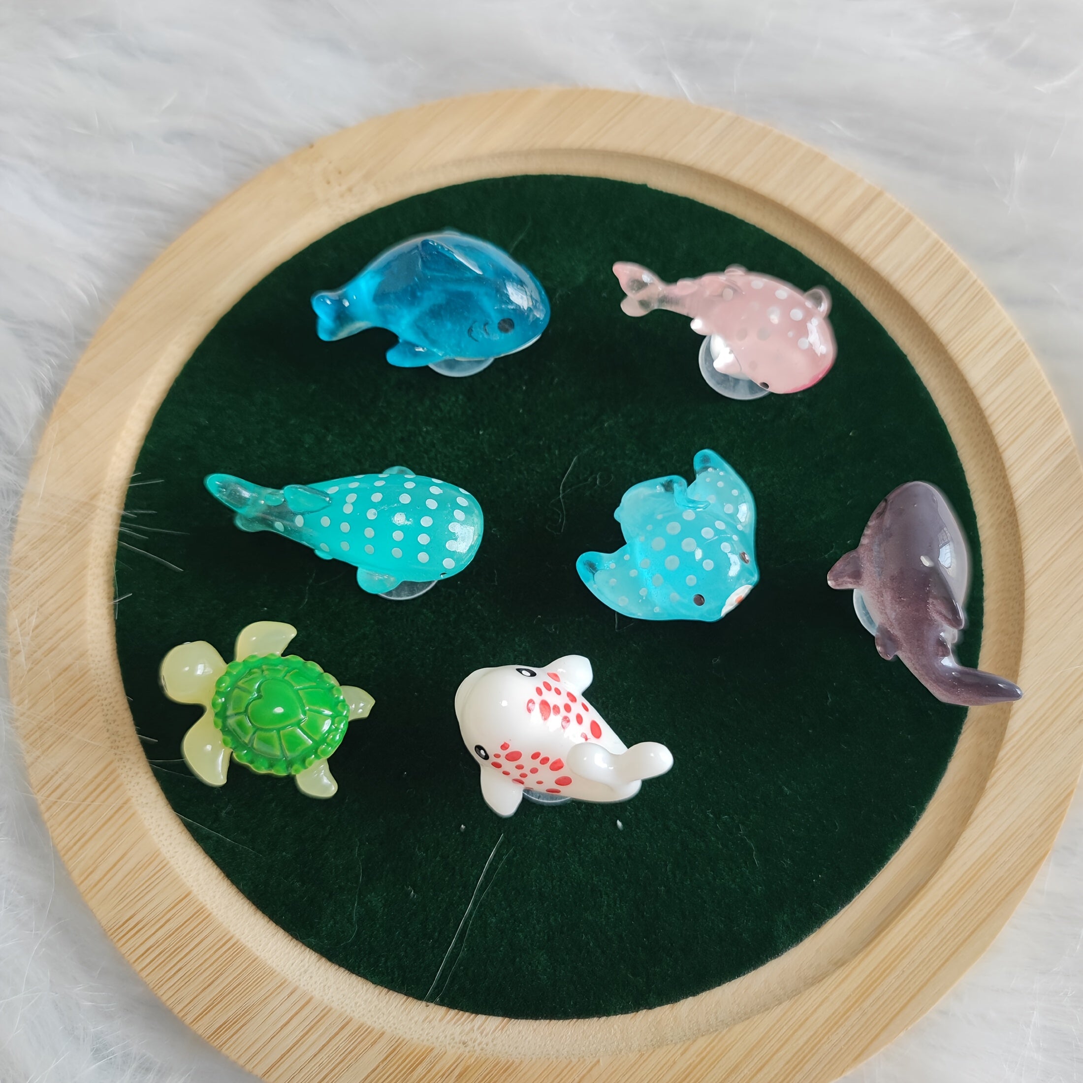 7 dona rang-barang okean hayvonlari poyabzal charm'lari - olib tashlanadigan ABS rezin bezaklar