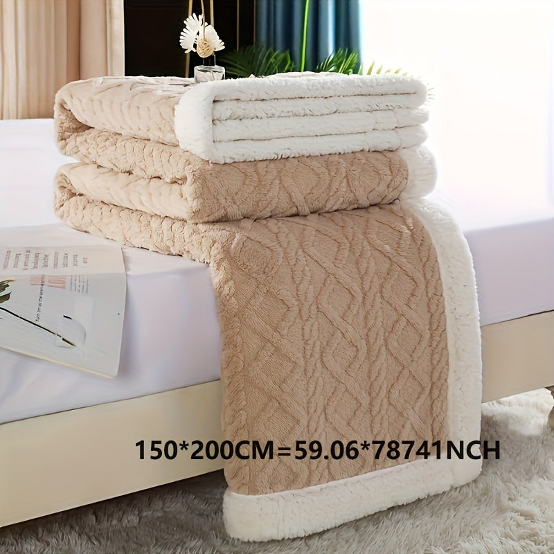 Double-Sided Taffeta and Fleece Blanket for Couch Sofa Bed Camping Travel Solid Color