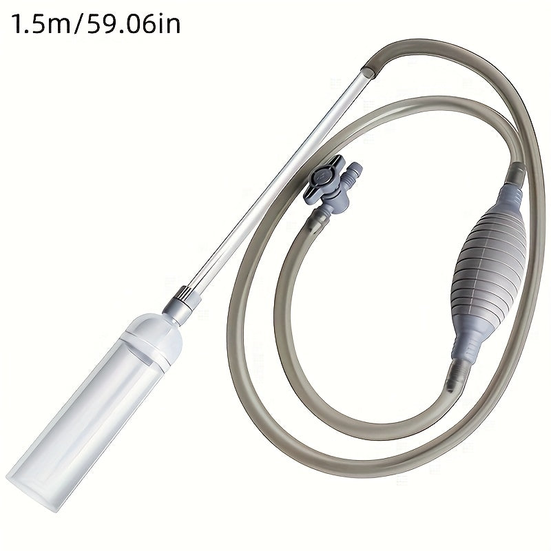 59-Inch Aquarium Vacuum Pump with Built-In Filter and Transparent Hose Fish Tank Cleaner