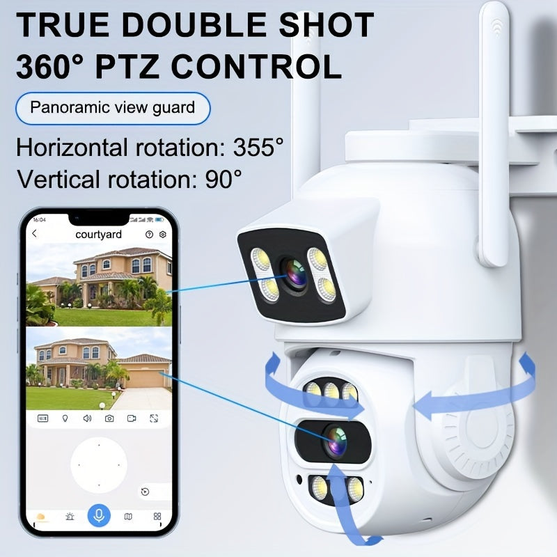 4MP HD Indoor Security Camera with Dual Lens 360° Pan Tilt Night Vision Motion Detection Two-Way Audio