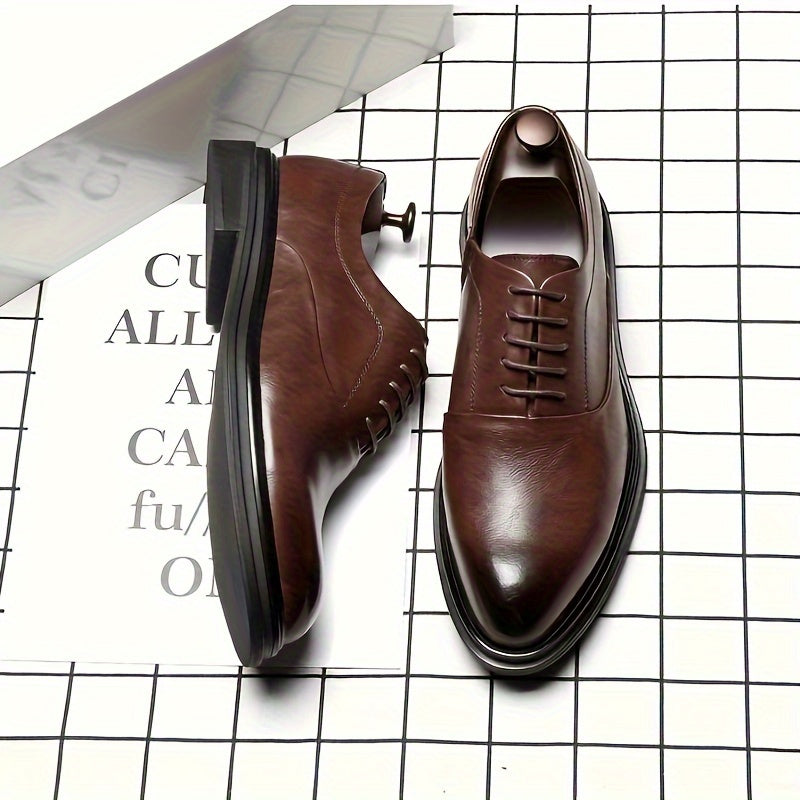 Zapatos Derby de cuero de estilo retro para caballero, con punta puntiaguda, casuales para negocios, negros y marrones, antideslizantes y resistentes al desgaste