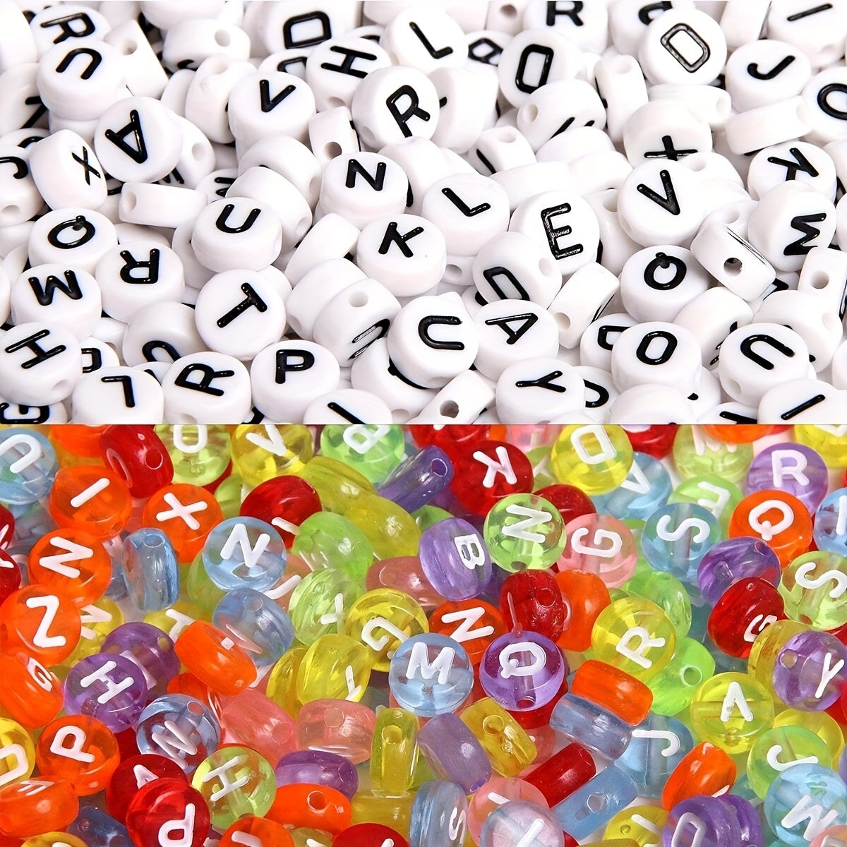700 Pieces of Round Letter Beads Kit for Jewelry Making in 7 Colors Acrylic Alphabet and Number Beads