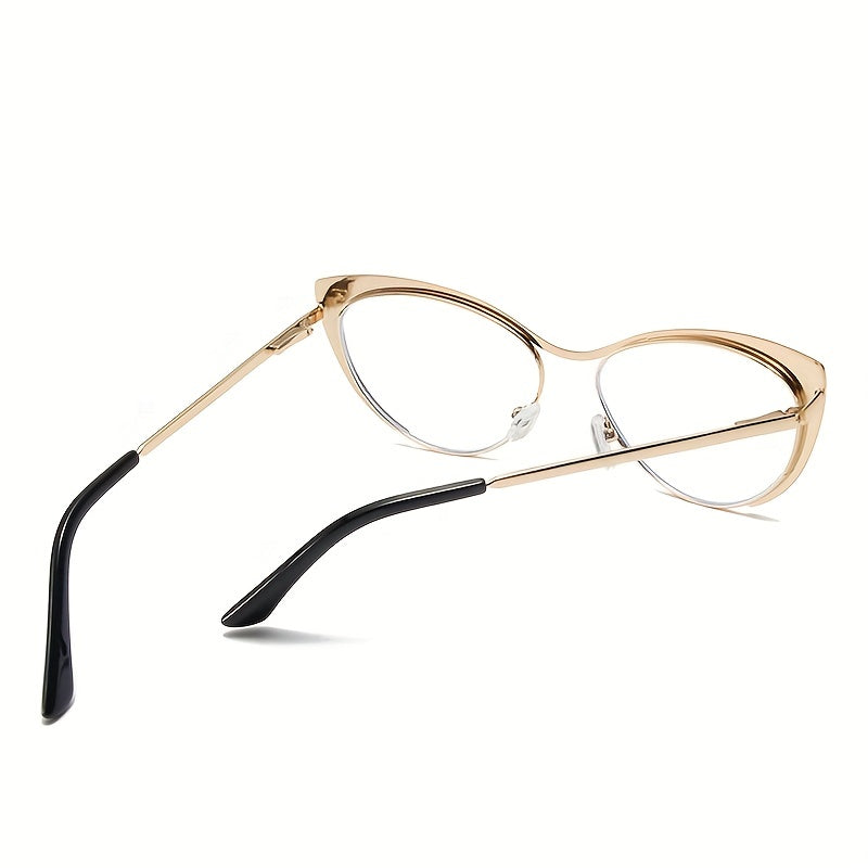 Women's Gold Cat Eye Glasses Small Frame Blue Light Reading Glasses