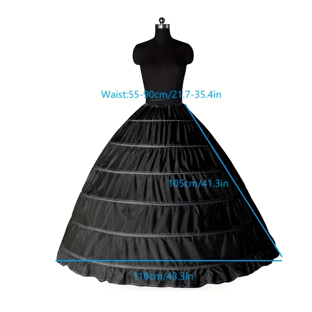 Falda de novia negra con 6 aros crinolina para vestidos de boda y faldas en línea A