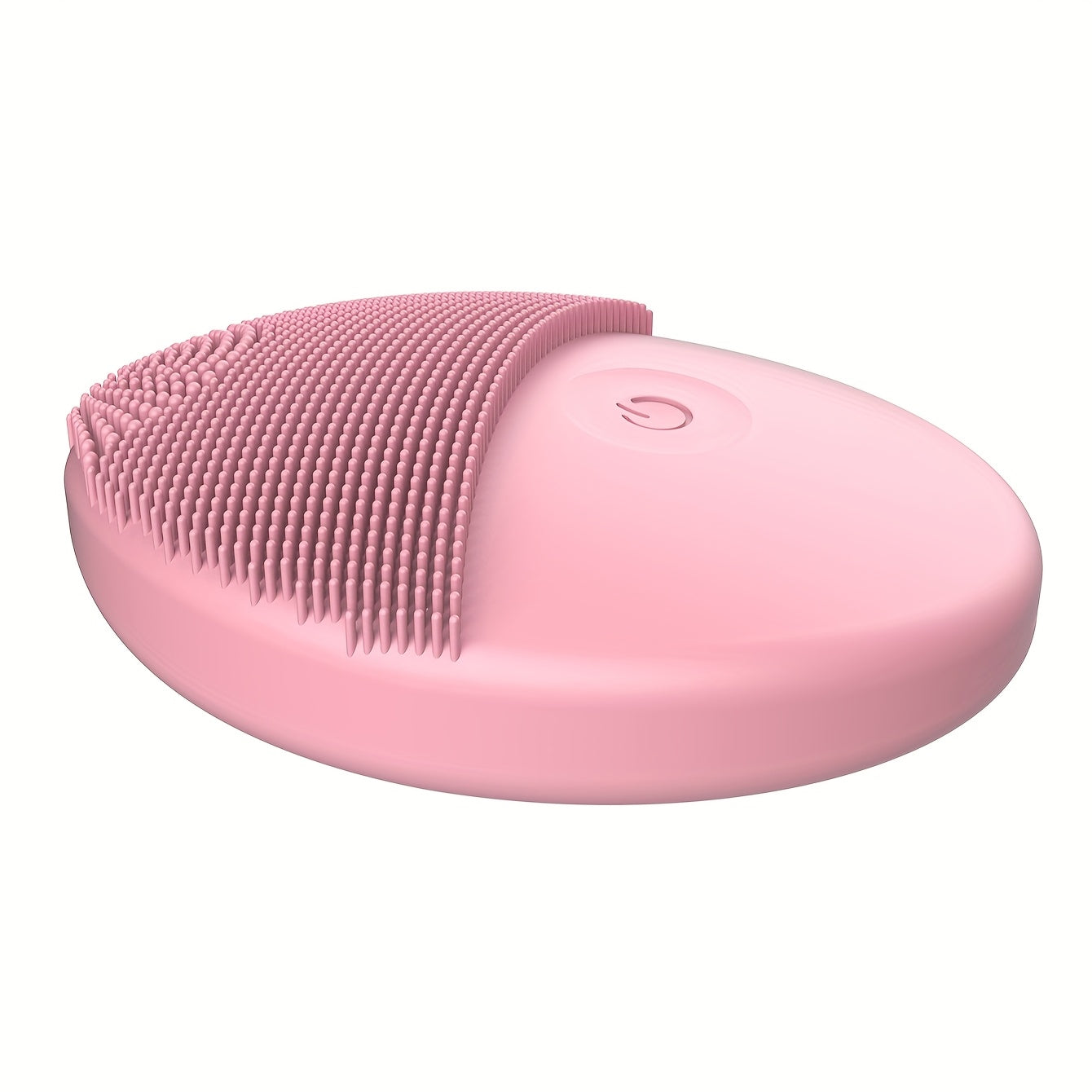 Pink Electric Facial Cleansing Brush with Soft Silicone Bristles Exfoliating Massager Battery Powered