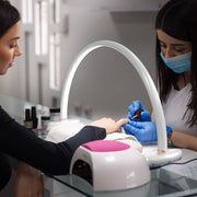 Modern Half-Moon Desk Lamp with Dimmer Adjustable Color Temp USB Powered Space-Themed Lacquered Finish