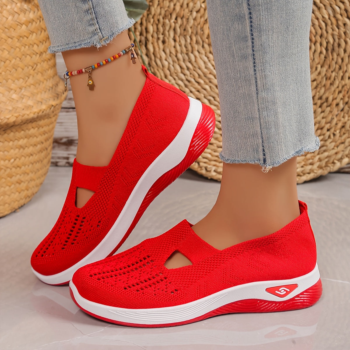 Women's Casual Sneakers Solid Color Breathable Fabric Low Top TPU Sole