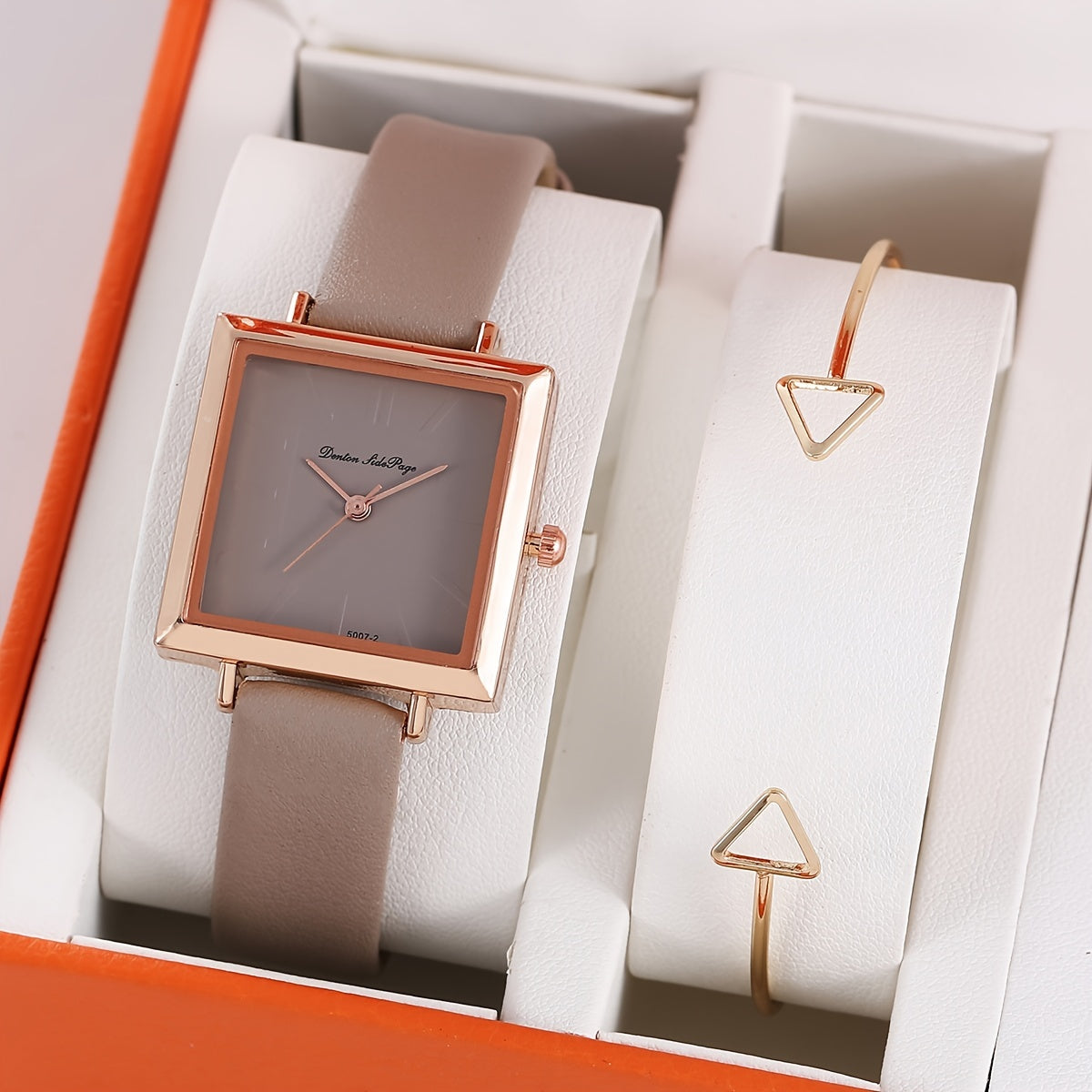 Square Quartz Watch for Women with PU Leather Strap Casual Dress Gift
